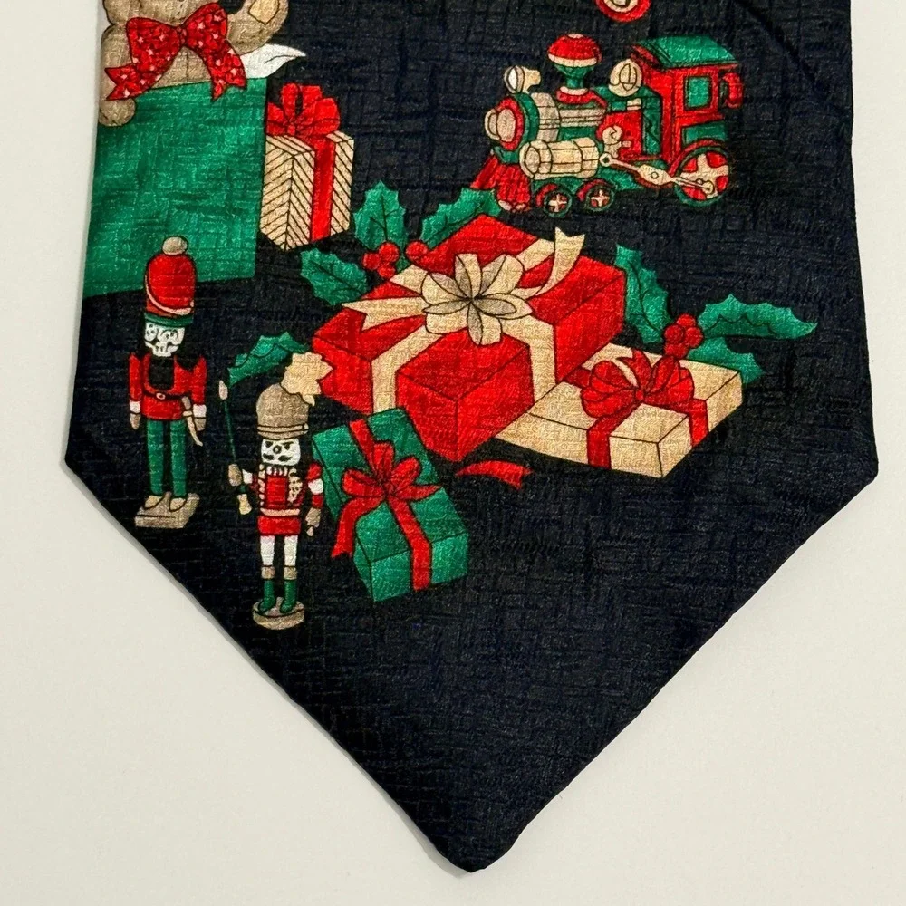 Vintage Holidays Santa Claus Scooter Christmas Necktie Black Novelty Holiday Tie